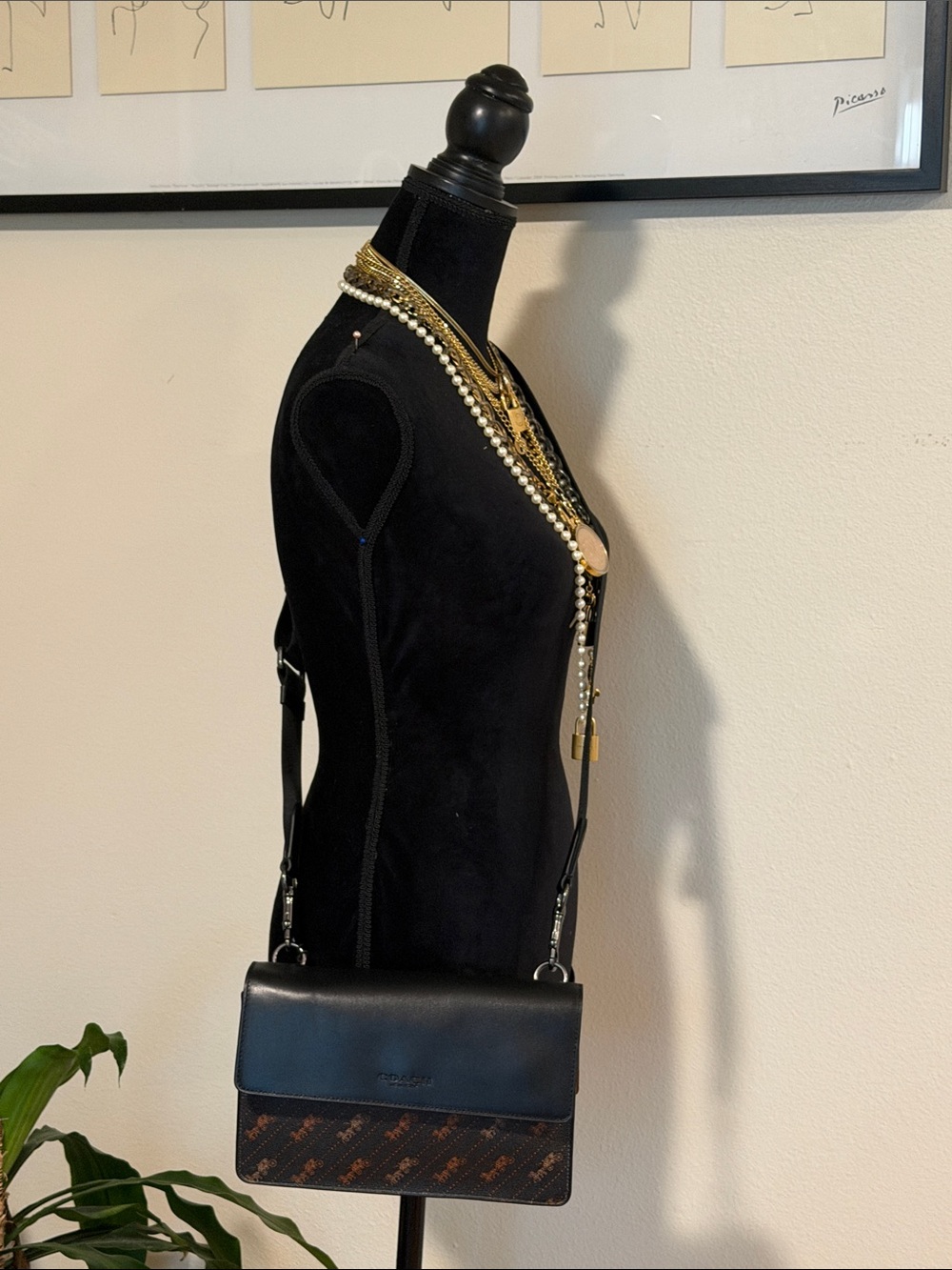 Coach Black and Brown Signature Crossbody Bag